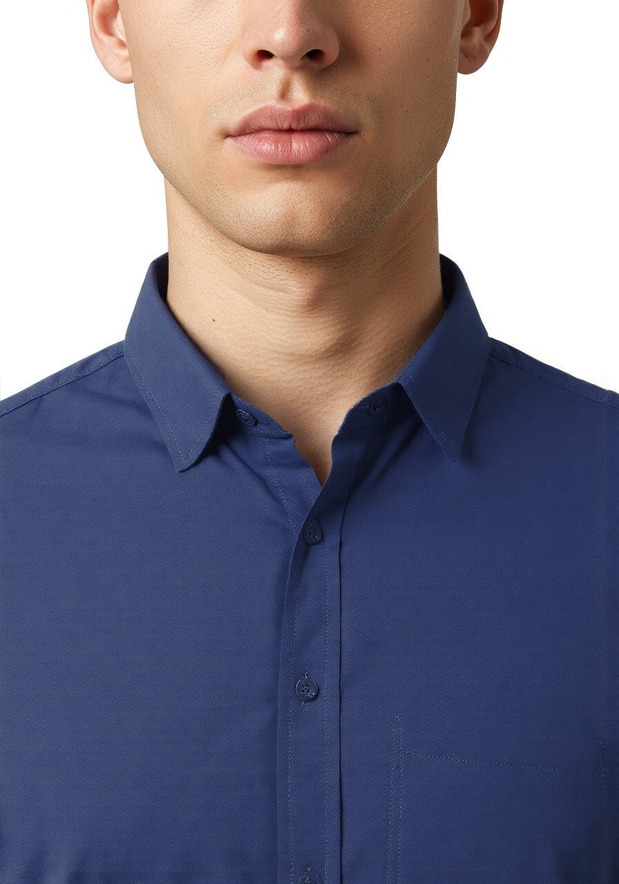 Celio* Cotton Men Blue Regular Fit Solid Shirts