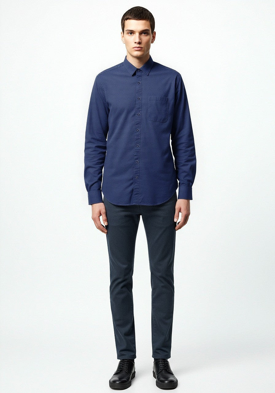 Celio* Cotton Men Blue Regular Fit Solid Shirts