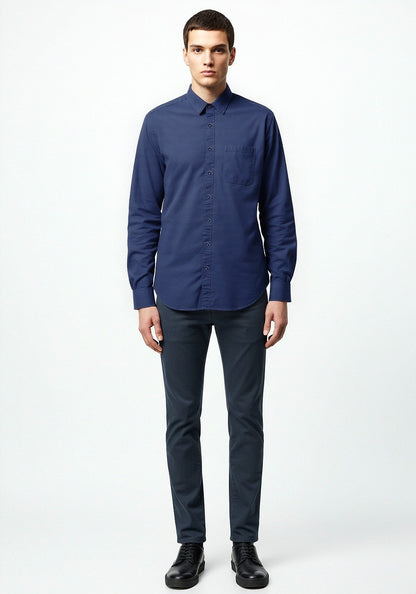 Celio* Cotton Men Blue Regular Fit Solid Shirts