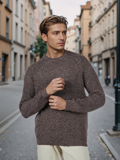 Celio* Men Brown Solid Regular Fit Cotton Sweaters