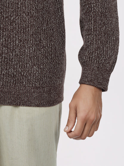 Celio* Men Brown Solid Regular Fit Cotton Sweaters