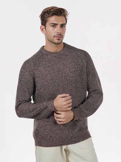 Celio* Men Brown Solid Regular Fit Cotton Sweaters