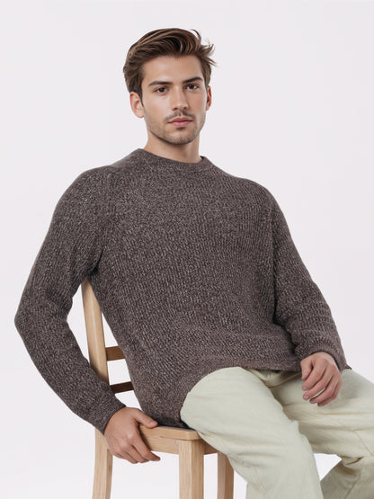 Celio* Men Brown Solid Regular Fit Cotton Sweaters