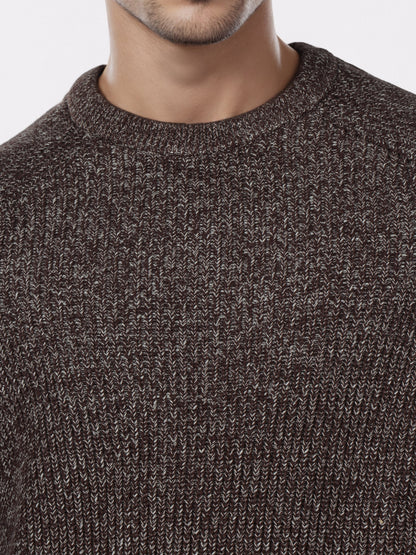 Celio* Men Brown Solid Regular Fit Cotton Sweaters