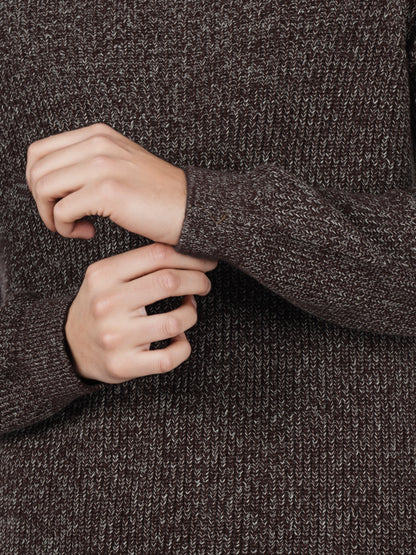 Celio* Men Brown Solid Regular Fit Cotton Sweaters