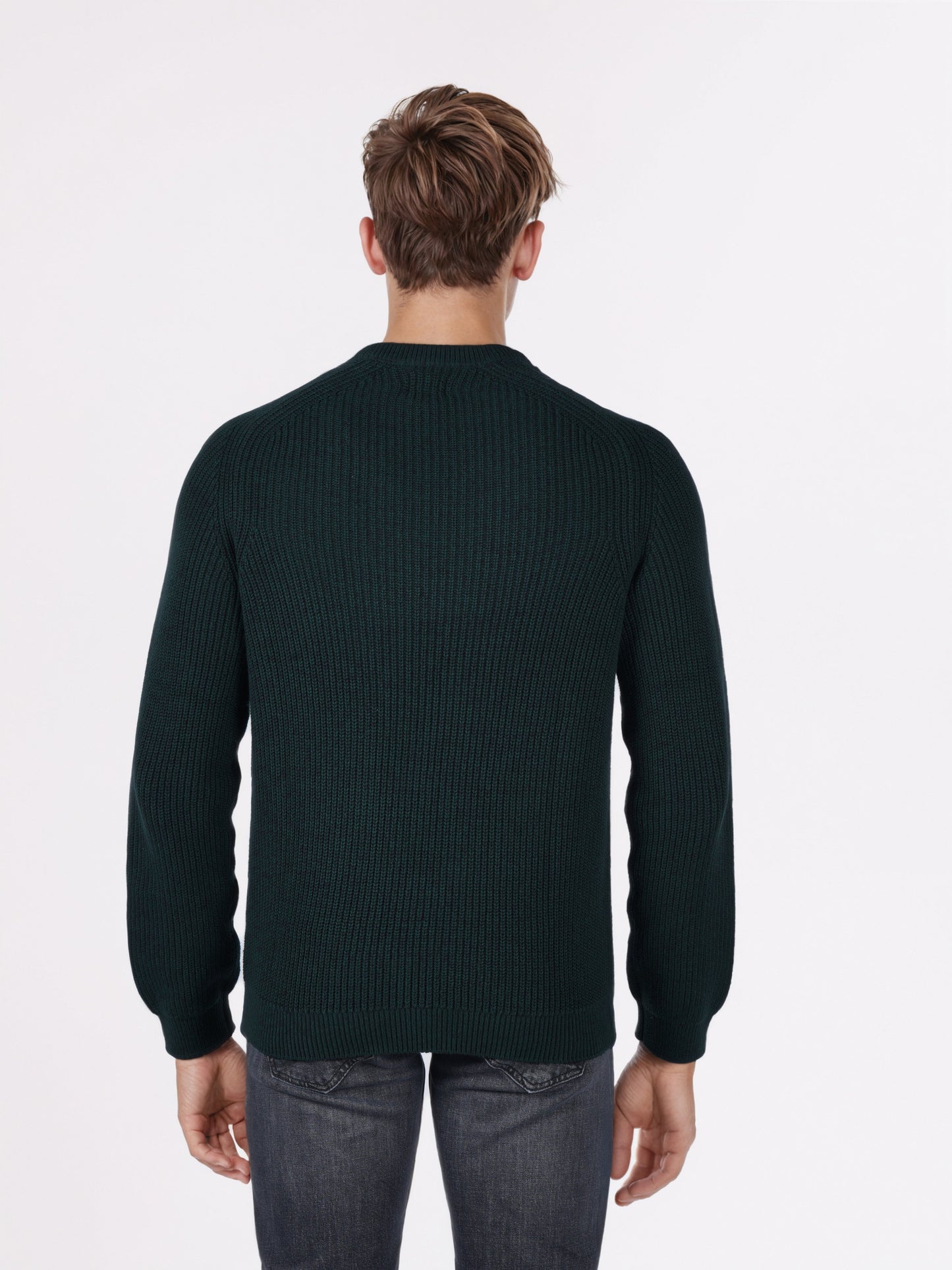 Celio* Men Green Solid Regular Fit Cotton Sweaters