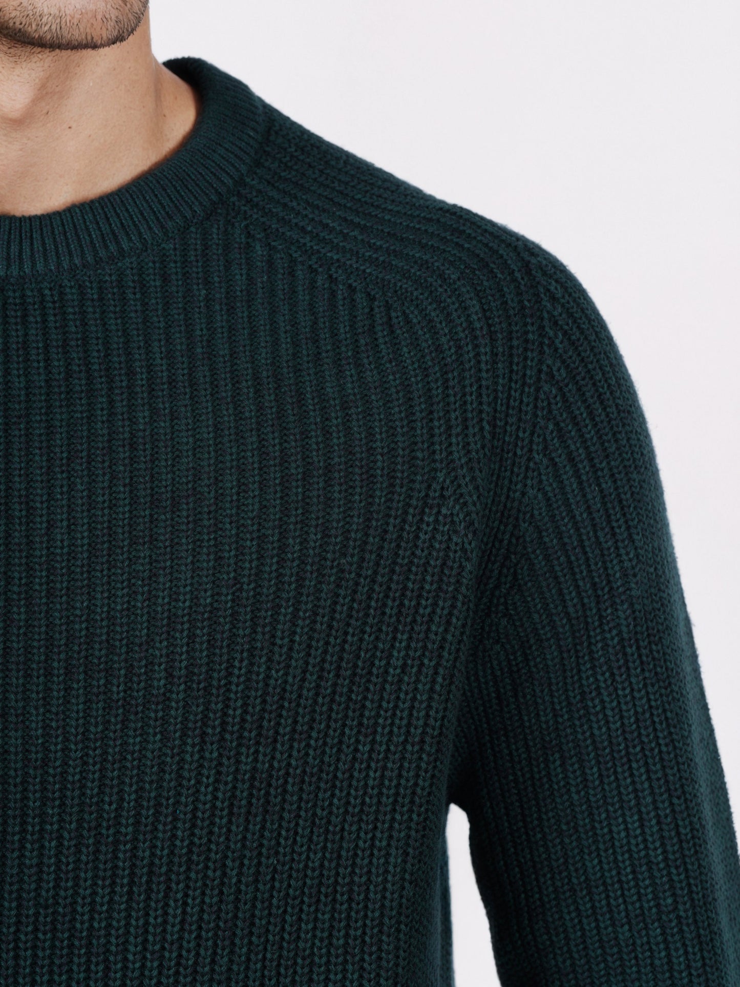 Celio* Men Green Solid Regular Fit Cotton Sweaters