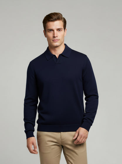 *Celio Men Navy Blue Solid Regular Fit Cotton Sweaters