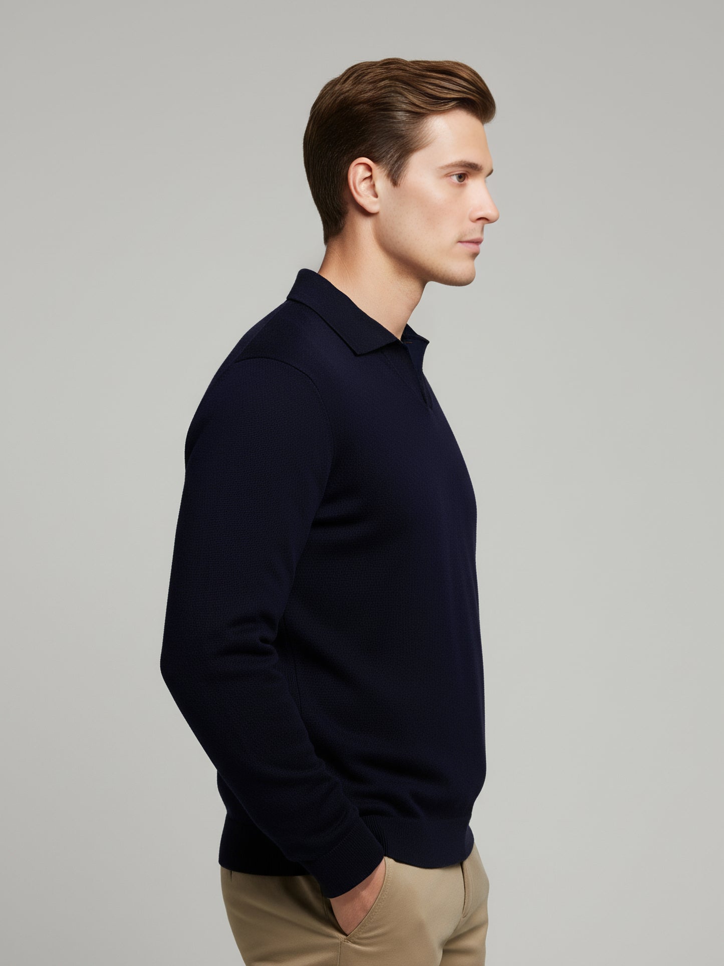 *Celio Men Navy Blue Solid Regular Fit Cotton Sweaters