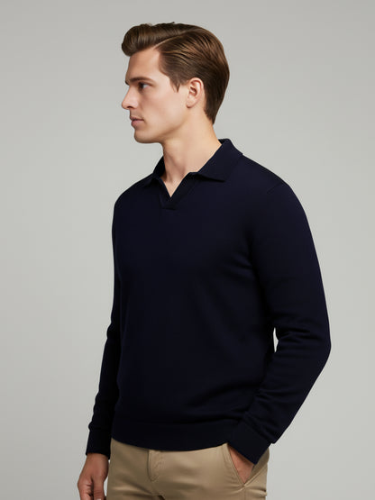 *Celio Men Navy Blue Solid Regular Fit Cotton Sweaters