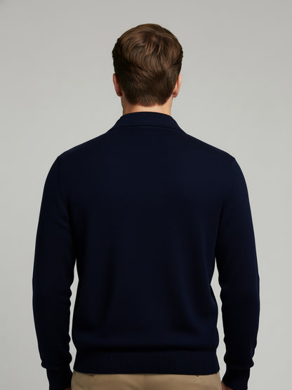 *Celio Men Navy Blue Solid Regular Fit Cotton Sweaters
