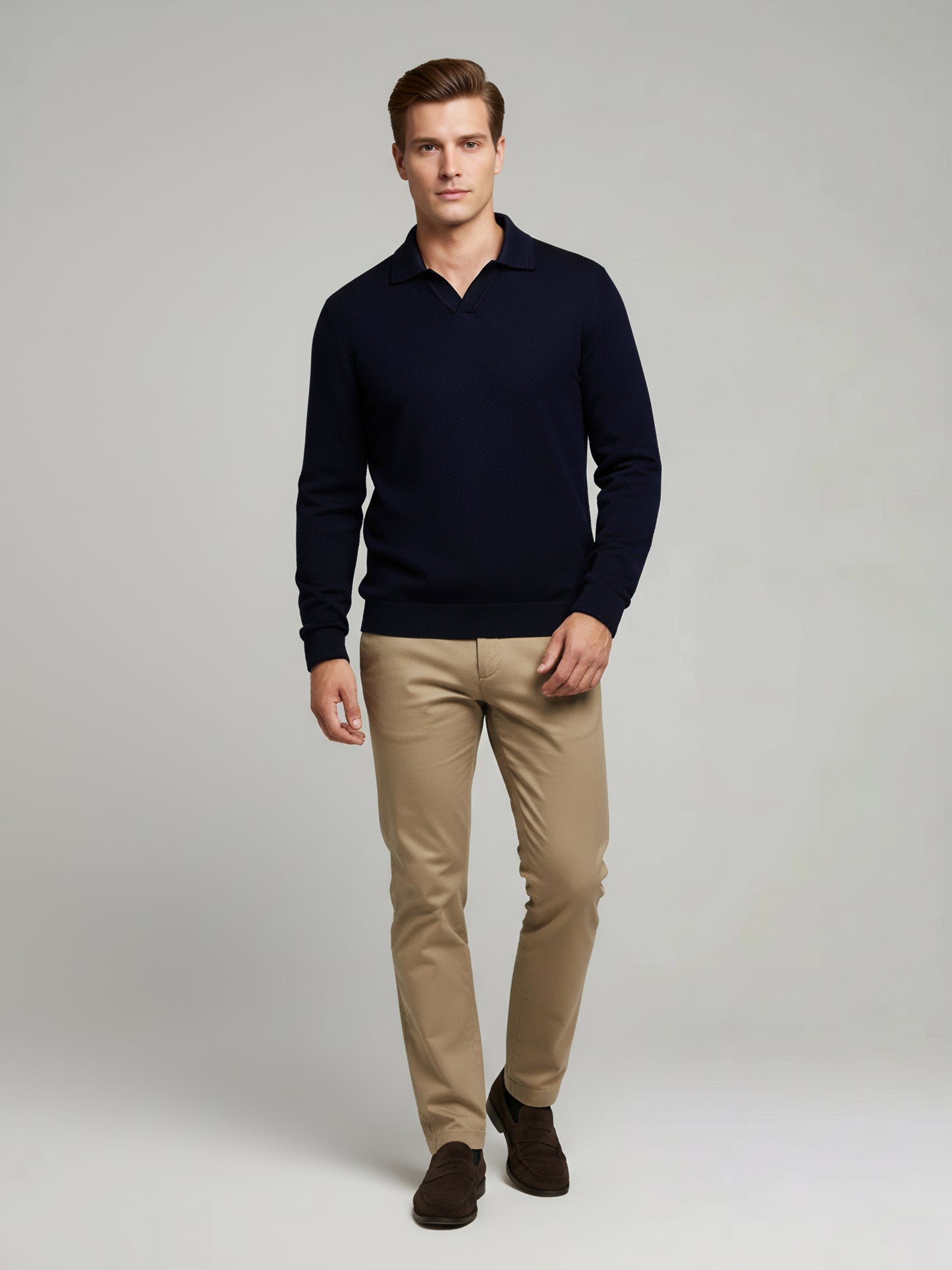 *Celio Men Navy Blue Solid Regular Fit Cotton Sweaters
