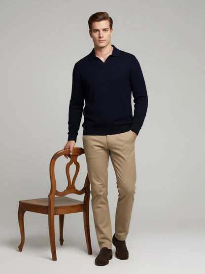 *Celio Men Navy Blue Solid Regular Fit Cotton Sweaters