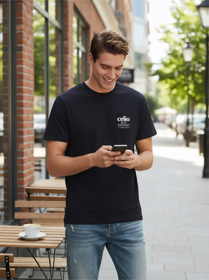 Celio* Men Black Printed Regular Fit Cotton T-Shirts