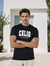 Celio* Men Black Printed Regular Fit Cotton T-Shirts