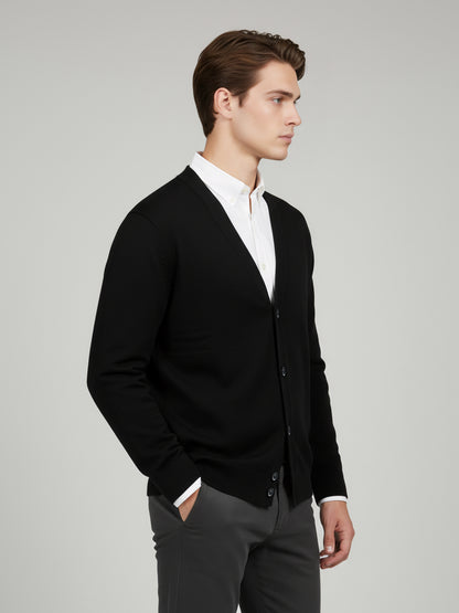 Celio Men Black Solid Regular Fit Cotton Sweaters