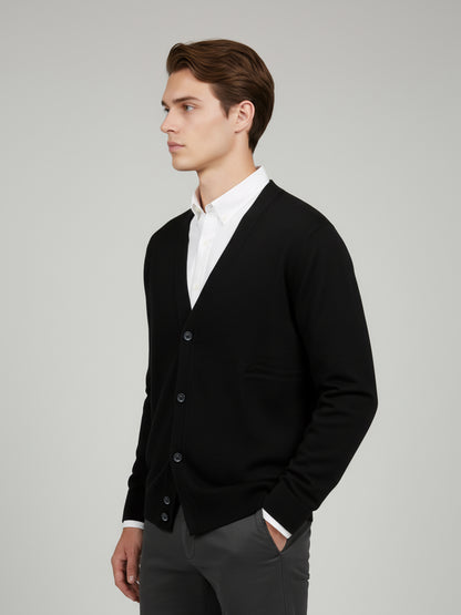 Celio Men Black Solid Regular Fit Cotton Sweaters