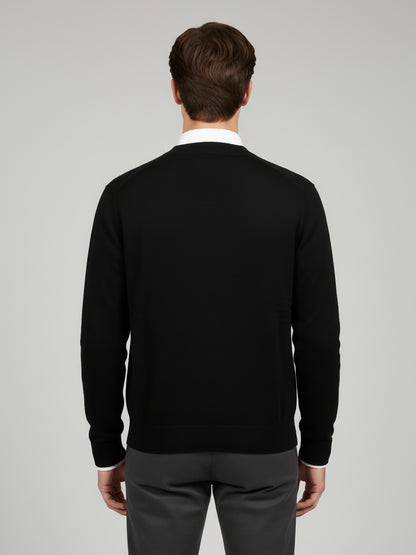 Celio Men Black Solid Regular Fit Cotton Sweaters