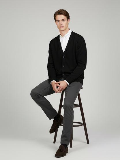 Celio Men Black Solid Regular Fit Cotton Sweaters