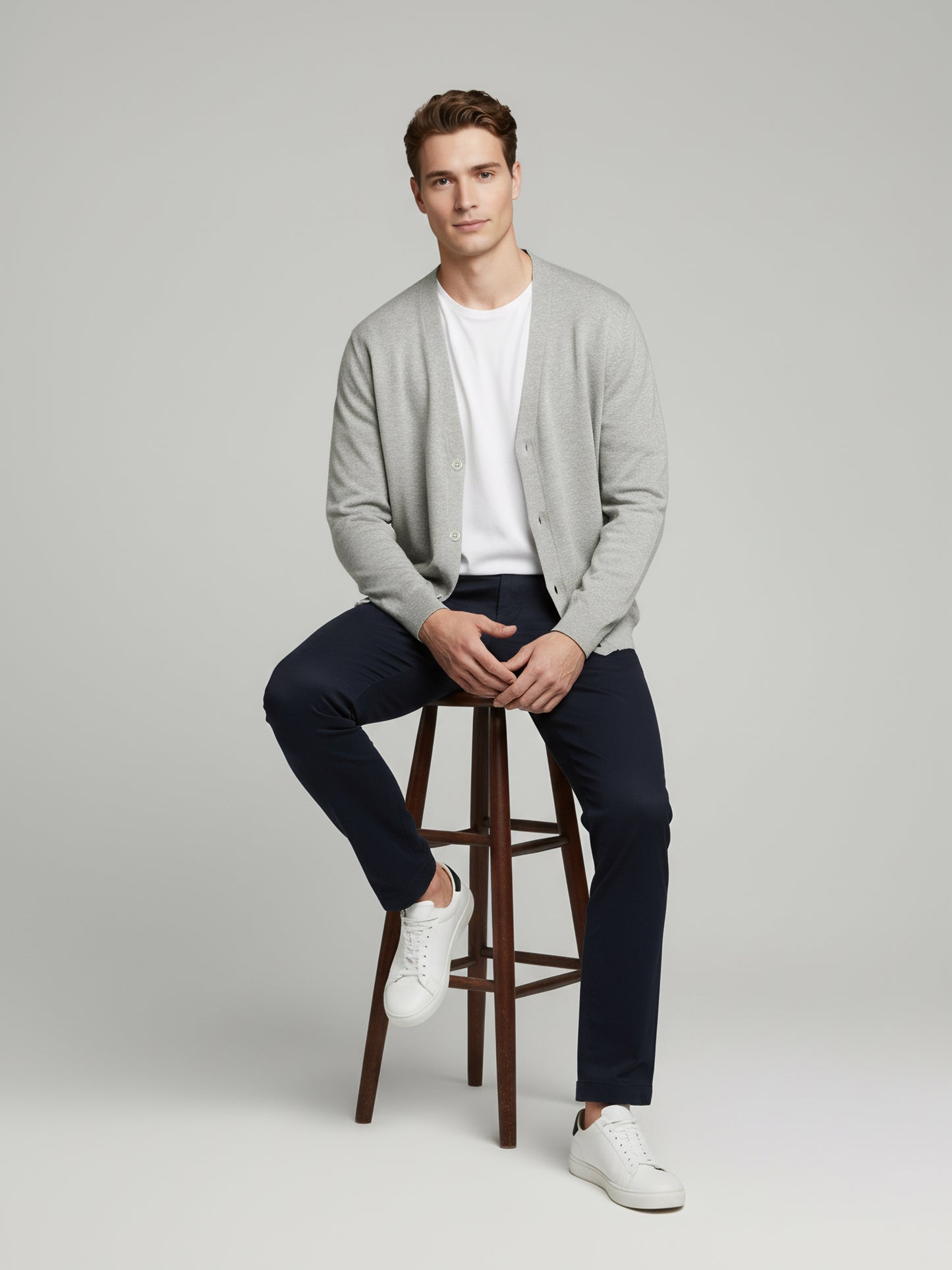 Celio* Men Grey Solid Regular Fit Cotton Sweaters