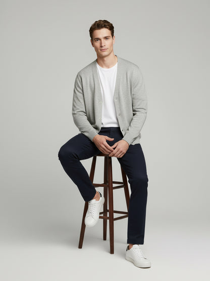 Celio* Men Grey Solid Regular Fit Cotton Sweaters