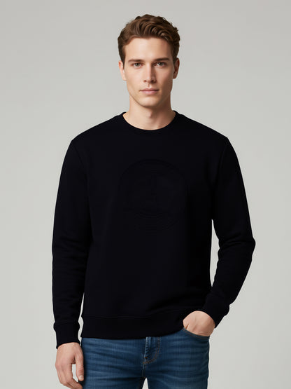 Celio* Men Black Solid Regular Fit Cotton-Blend Sweatshirts