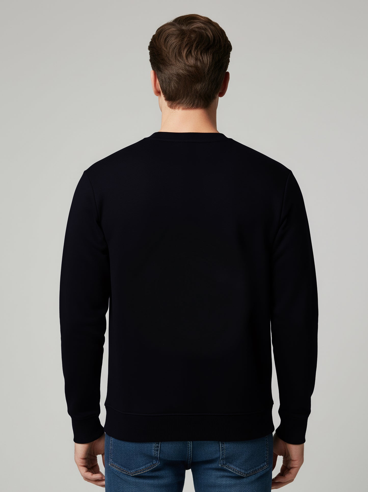 Celio* Men Black Solid Regular Fit Cotton-Blend Sweatshirts