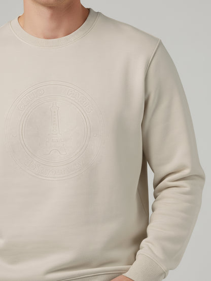 Celio* Men Beige Solid Regular Fit Cotton-Blend Sweatshirts