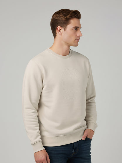 Celio* Men Beige Solid Regular Fit Cotton-Blend Sweatshirts