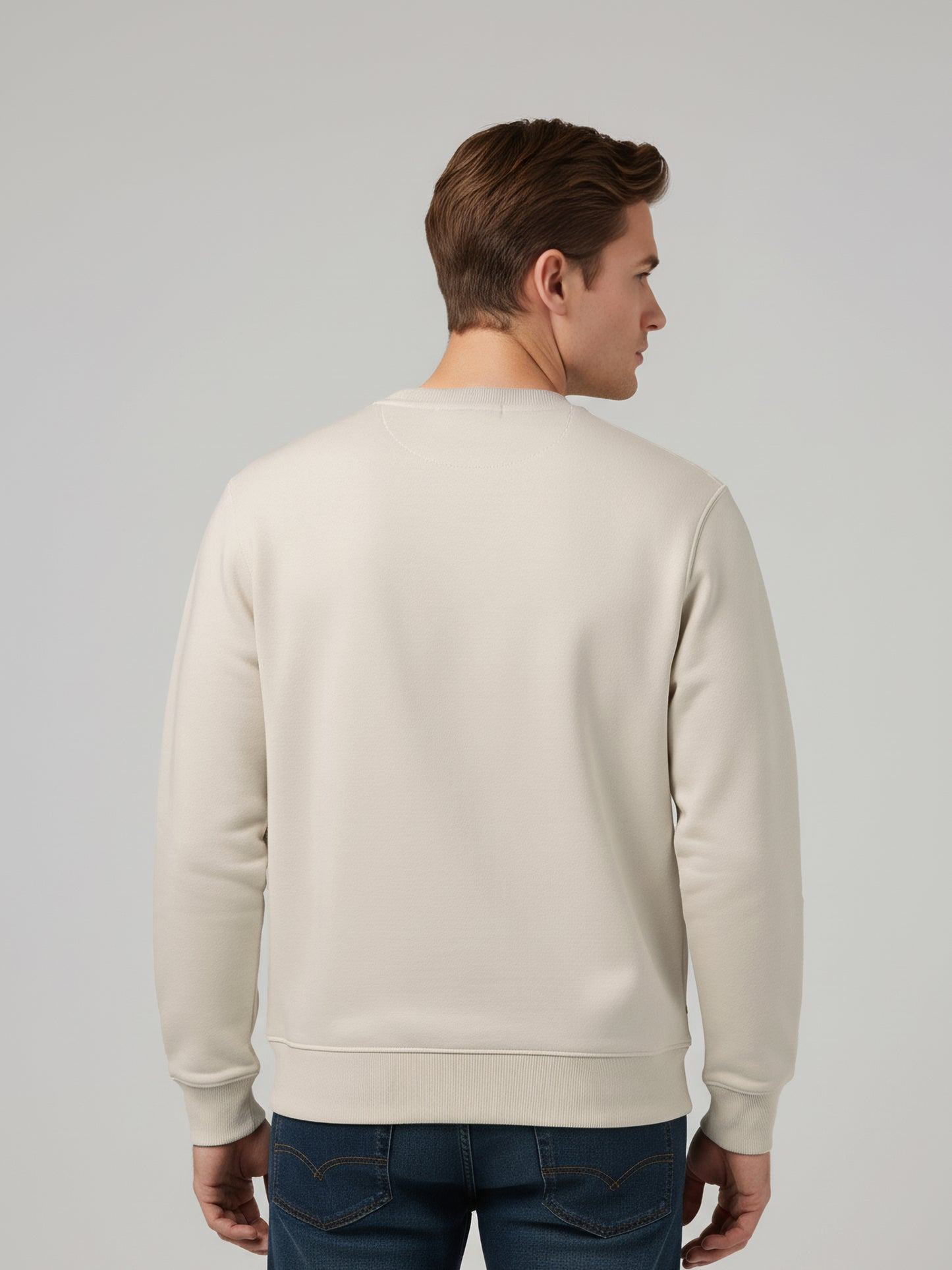 Celio* Men Beige Solid Regular Fit Cotton-Blend Sweatshirts