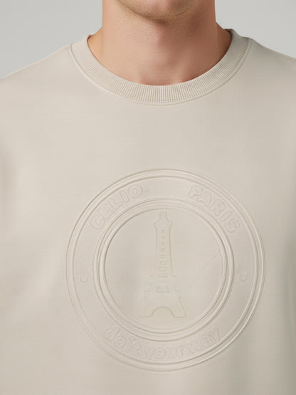 Celio* Men Beige Solid Regular Fit Cotton-Blend Sweatshirts