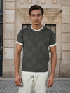 Celio* Men Olive Checked Regular Fit Cotton T-Shirts