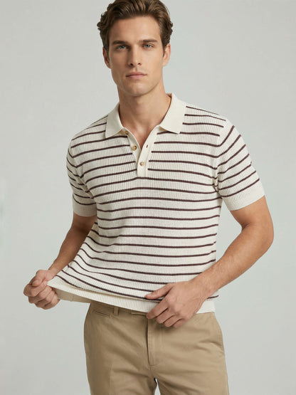 Celio* Men Off White Striped Regular Fit Cotton T-Shirts