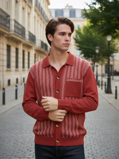 Celio* Men Red Striped Regular Fit Cotton T-Shirts