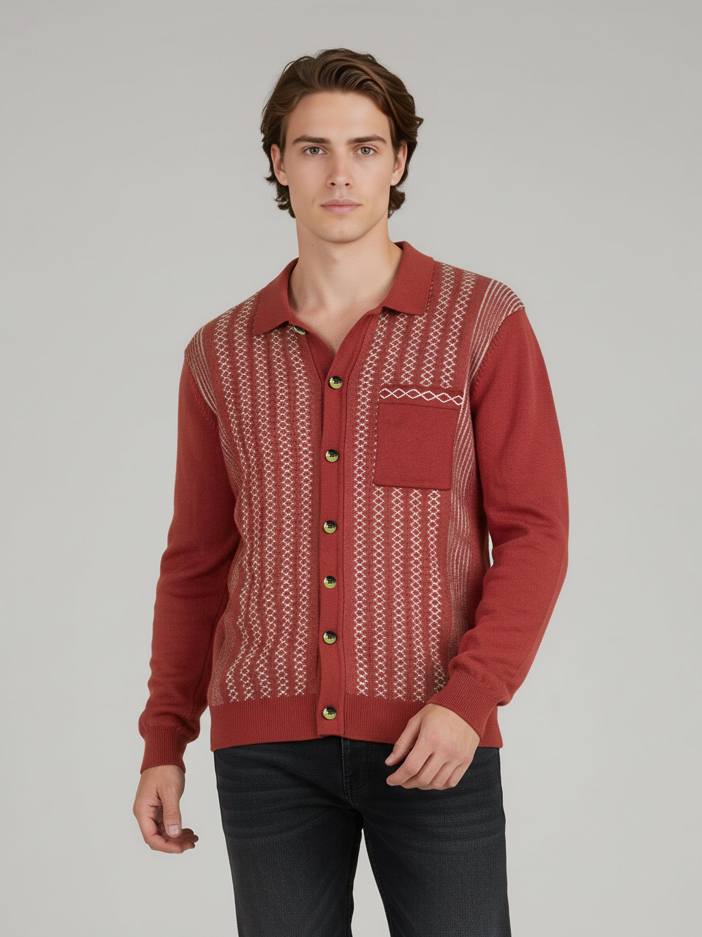 Celio* Men Red Striped Regular Fit Cotton T-Shirts