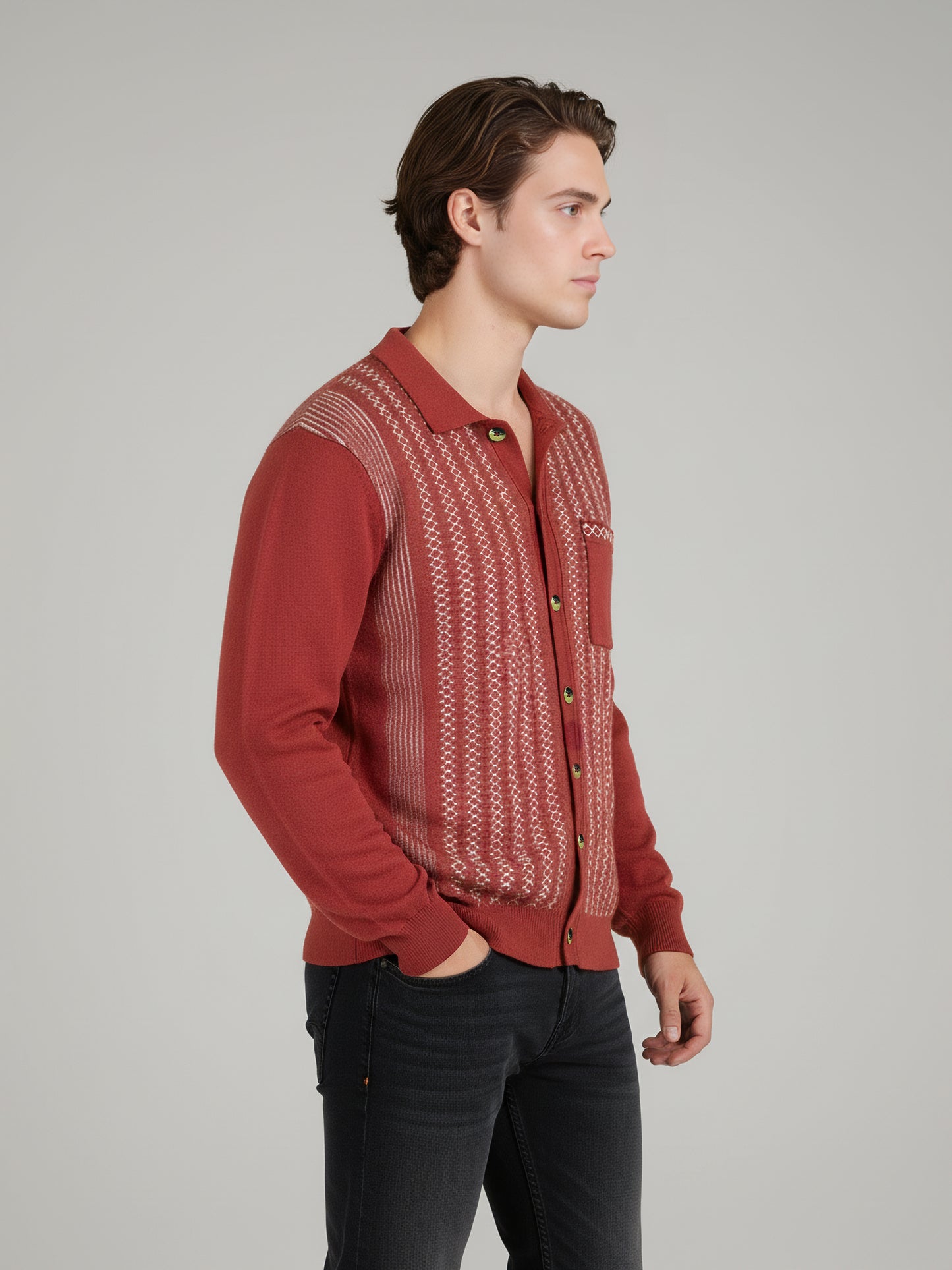 Celio* Men Red Striped Regular Fit Cotton T-Shirts