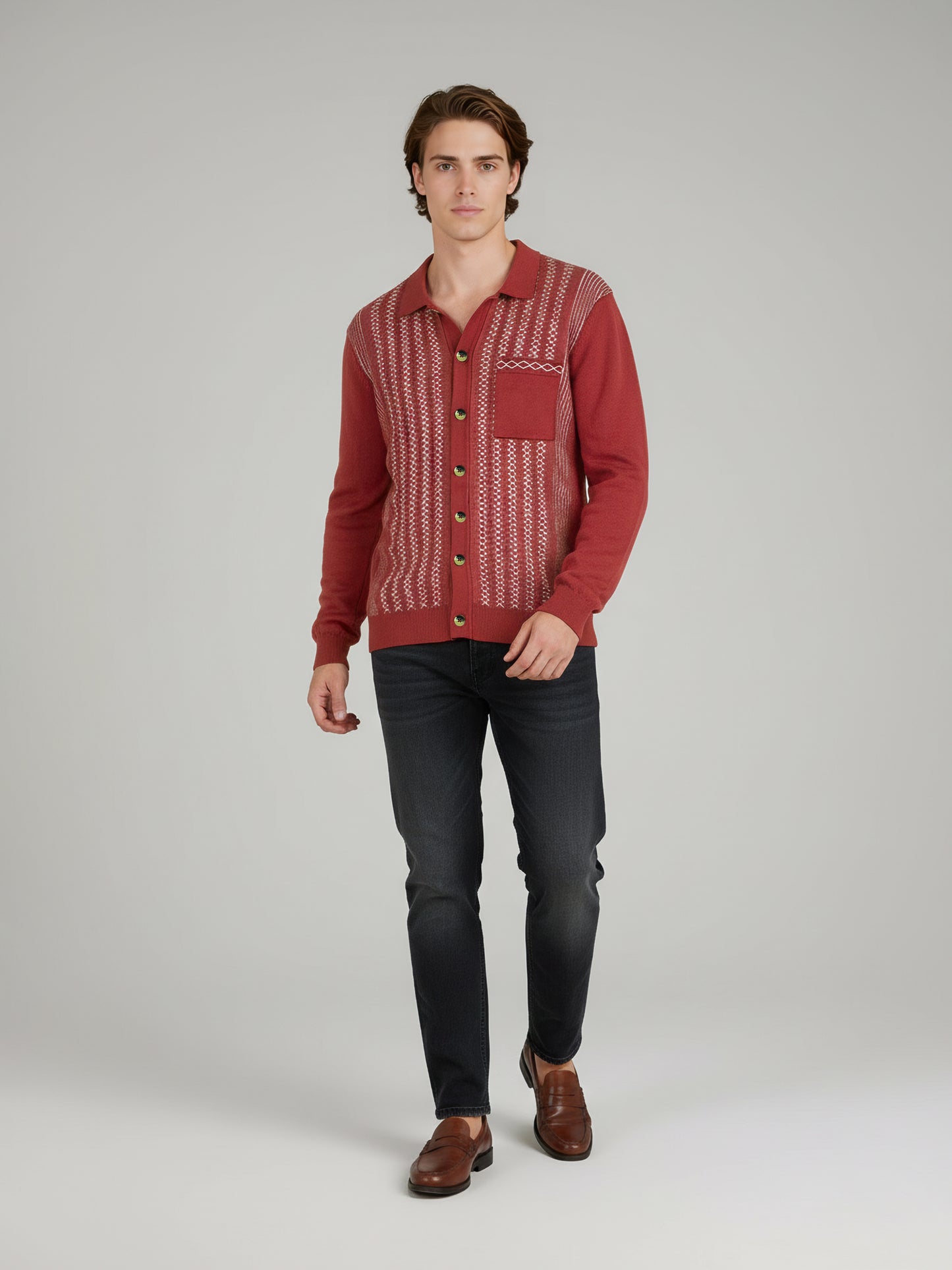 Celio* Men Red Striped Regular Fit Cotton T-Shirts