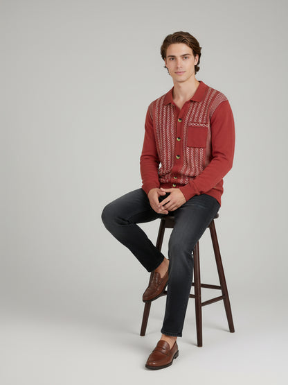 Celio* Men Red Striped Regular Fit Cotton T-Shirts