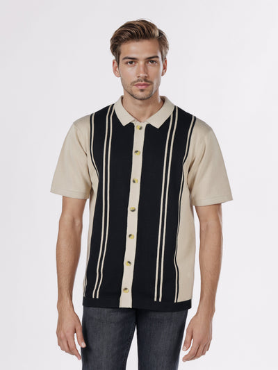 Celio* Men Black Striped Regular Fit Cotton Shirts