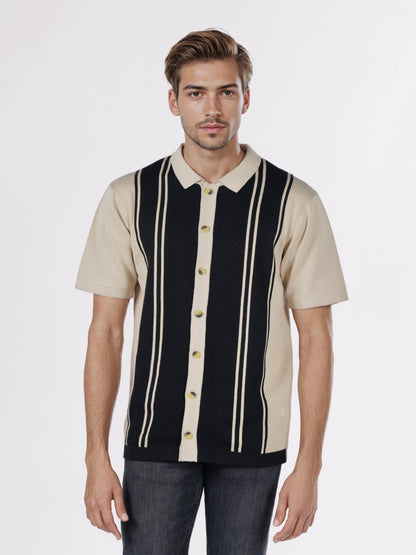 Celio* Men Black Striped Regular Fit Cotton Shirts