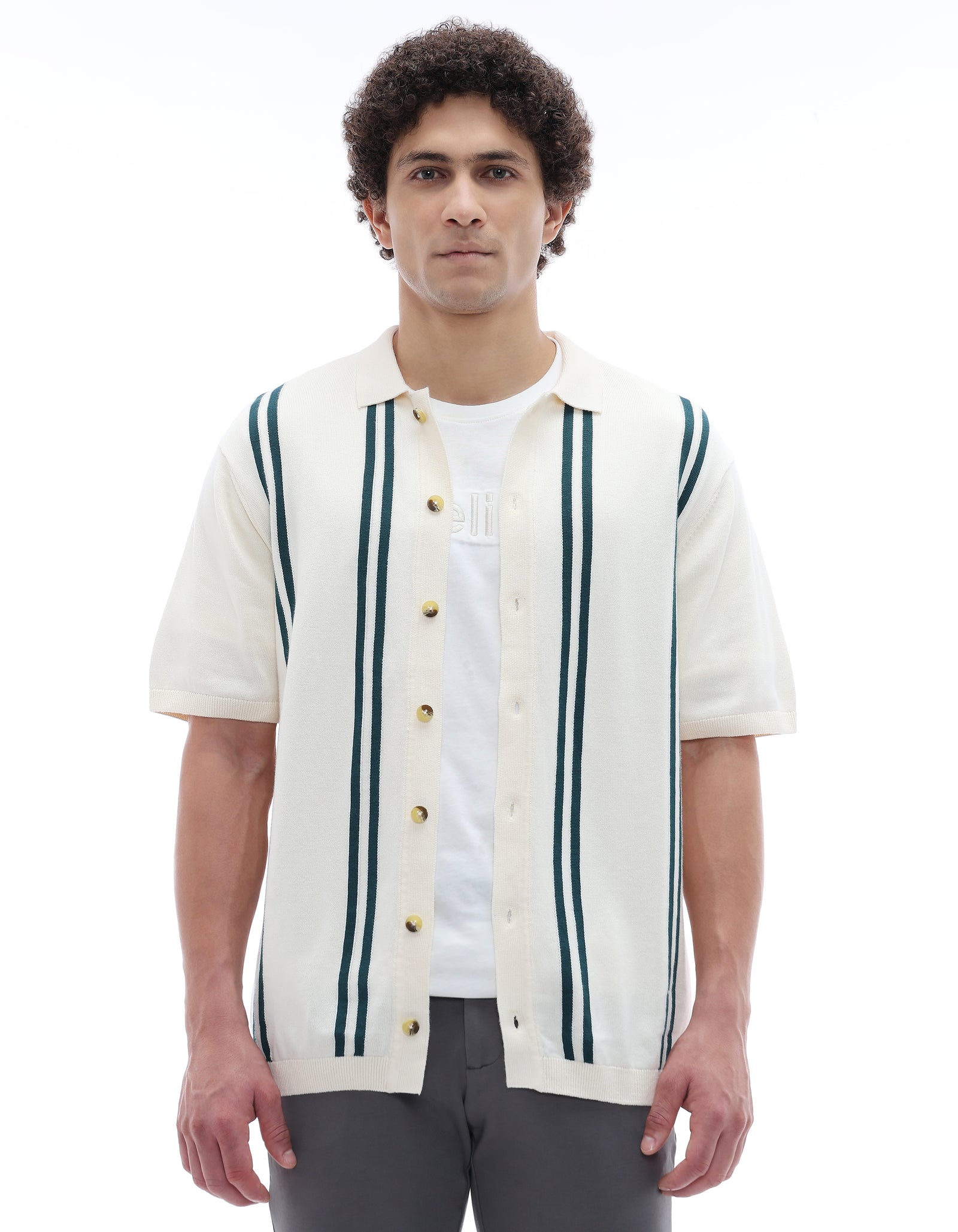 Celio* Causal Striped Cotton Off T-Shirts