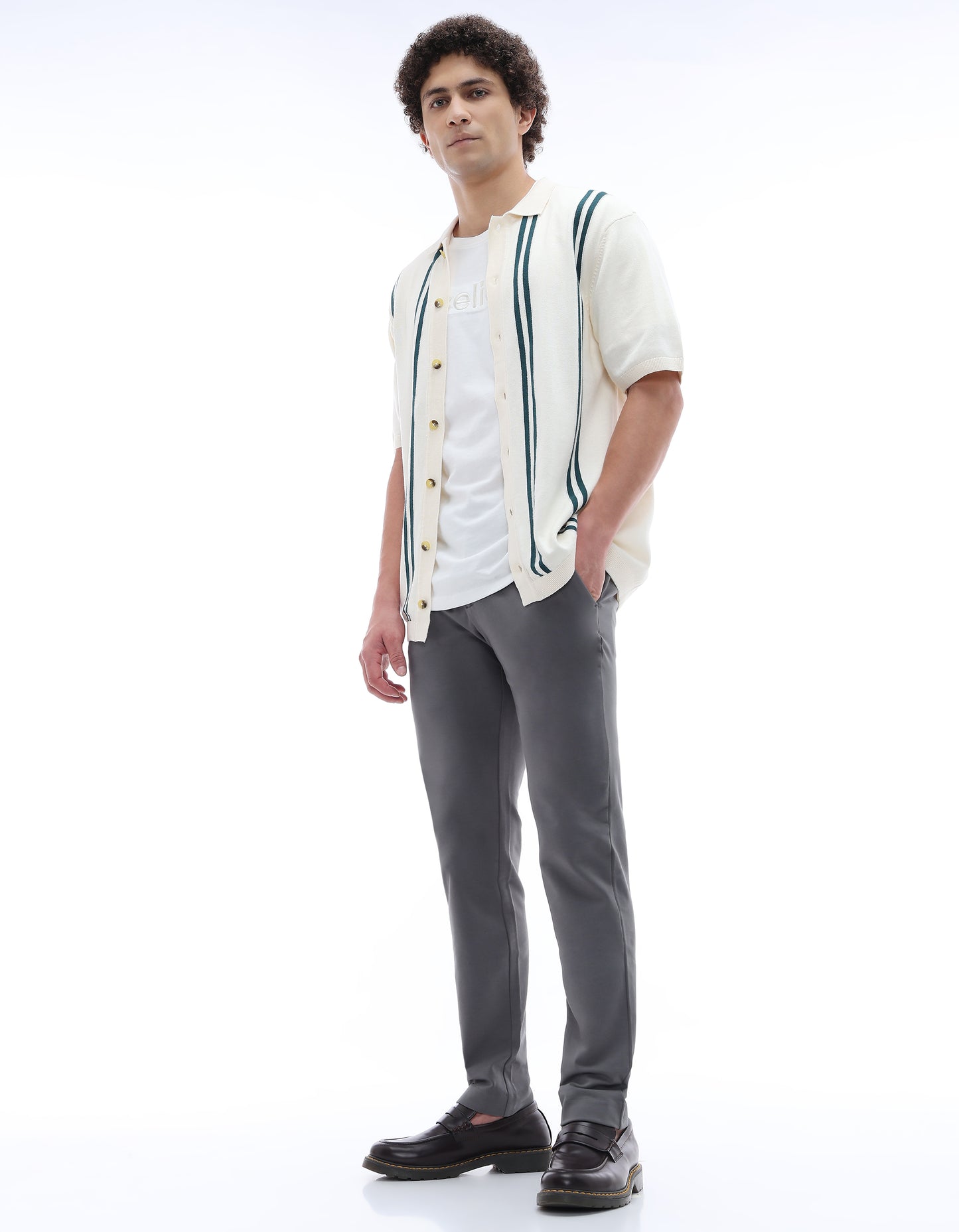 Celio* Causal Striped Cotton Off T-Shirts