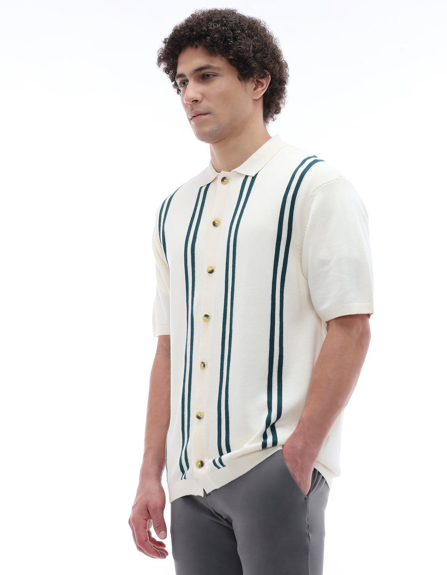 Celio* Causal Striped Cotton Off T-Shirts