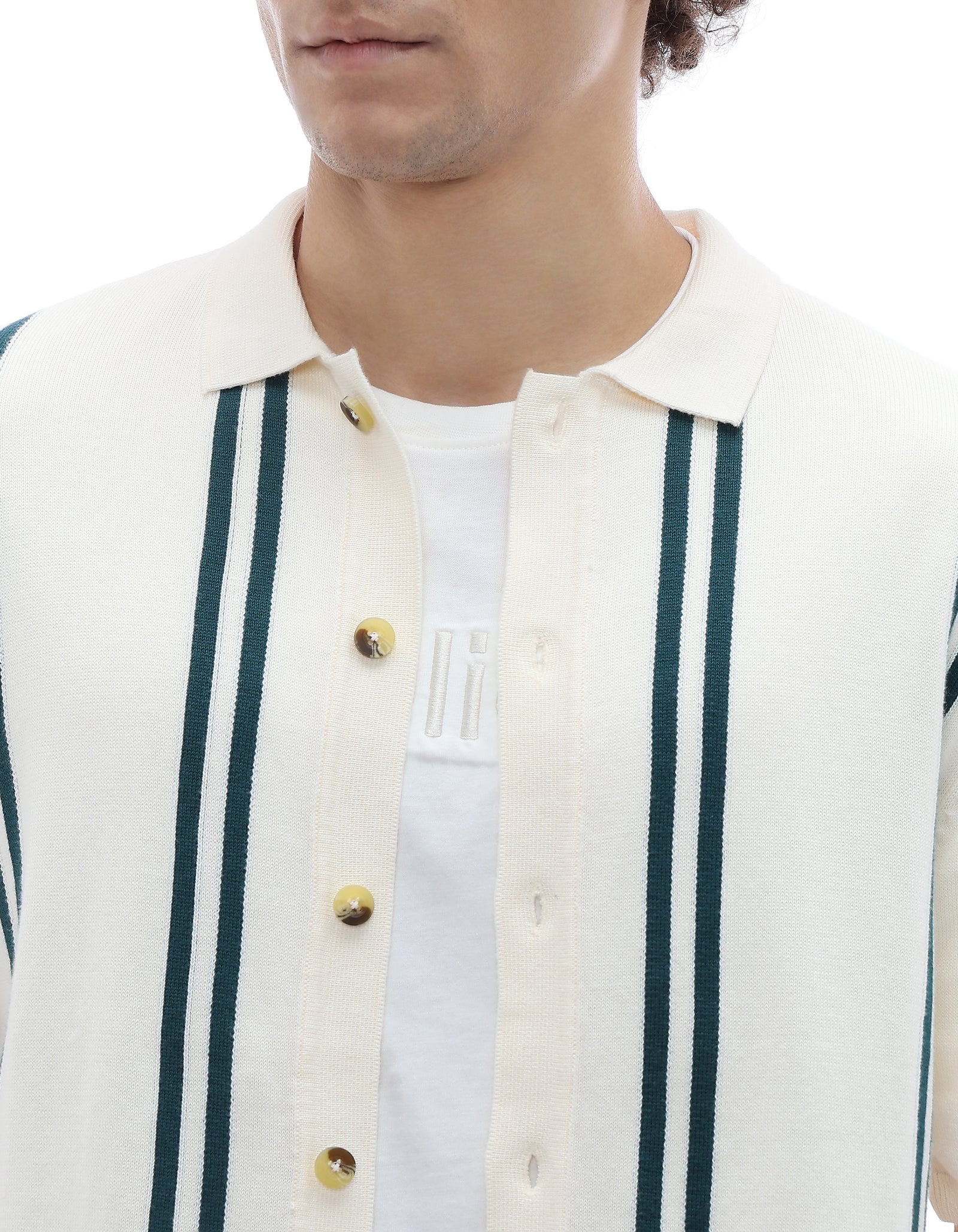 Celio* Causal Striped Cotton Off T-Shirts