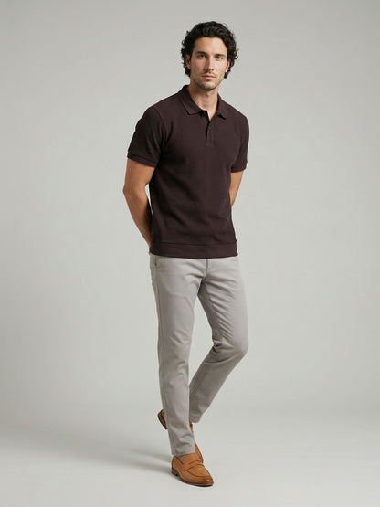 Celio Men Brown Solid Regular Fit Cotton T-Shirts