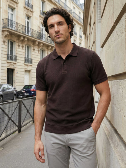 Celio Men Brown Solid Regular Fit Cotton T-Shirts