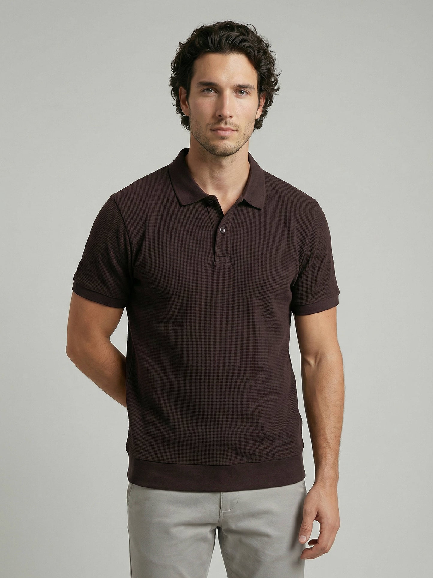 Celio Men Brown Solid Regular Fit Cotton T-Shirts