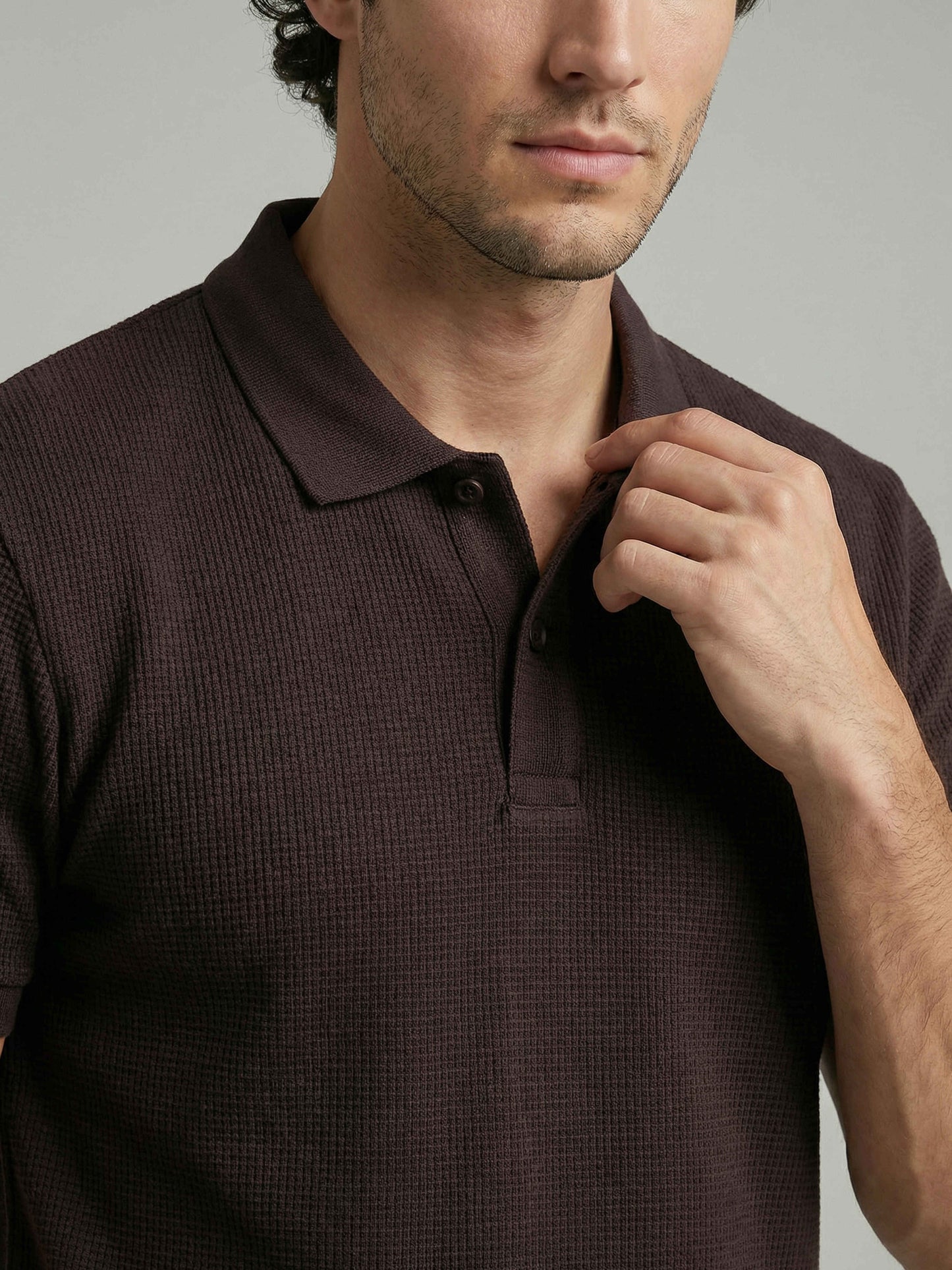 Celio Men Brown Solid Regular Fit Cotton T-Shirts