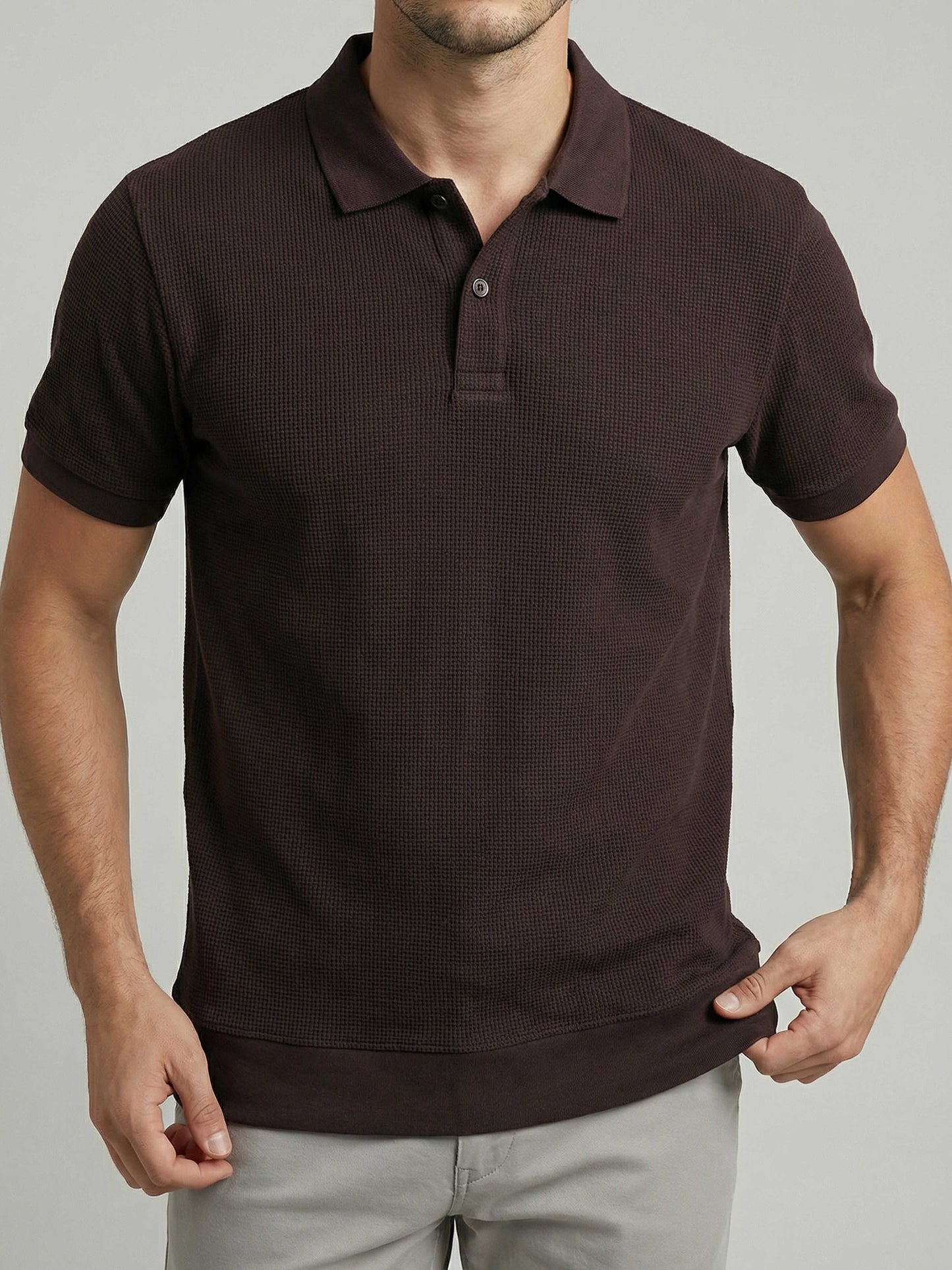 Celio Men Brown Solid Regular Fit Cotton T-Shirts