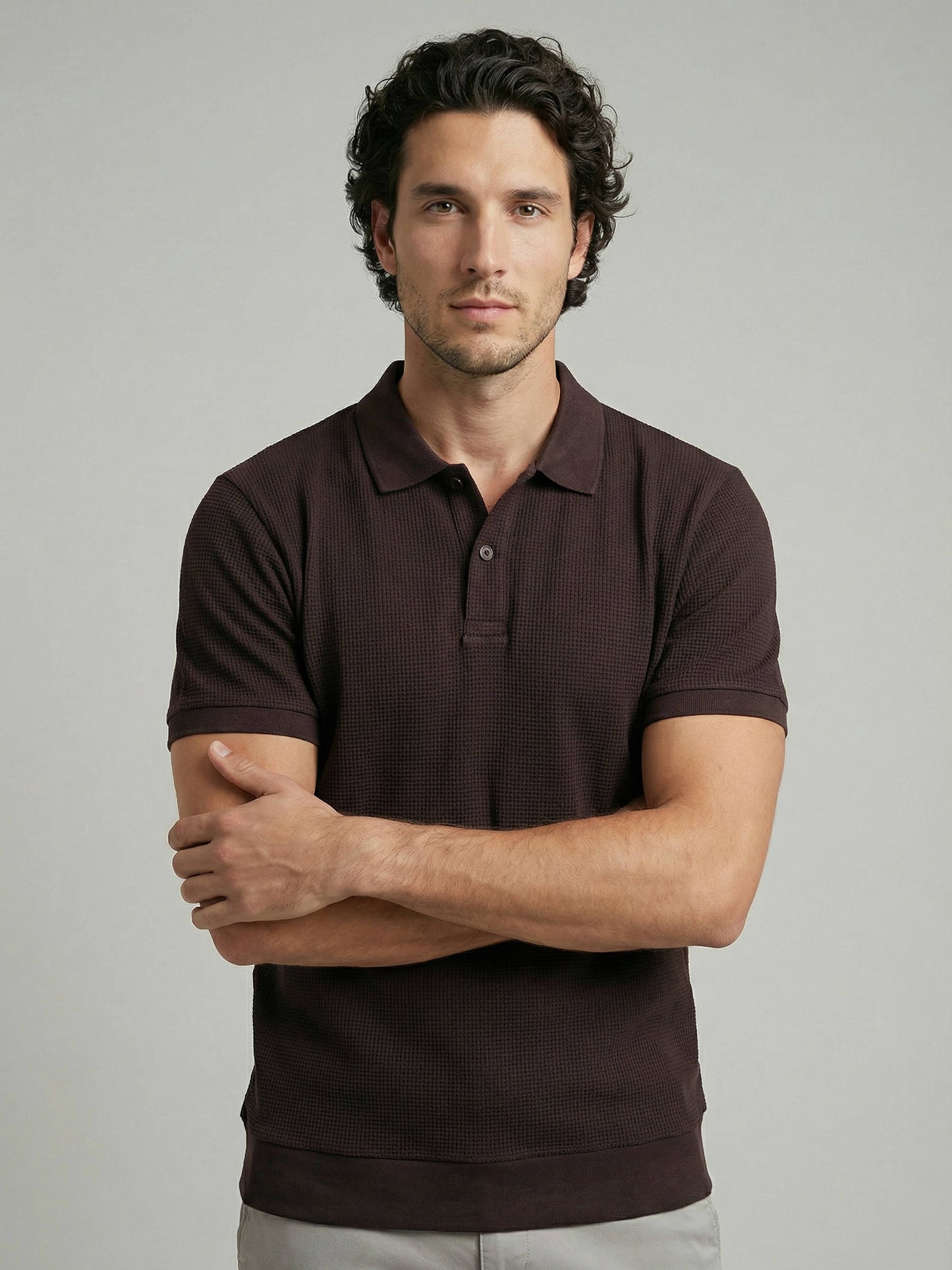 Celio Men Brown Solid Regular Fit Cotton T-Shirts